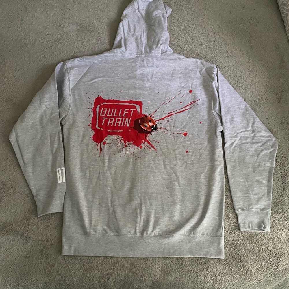 Bullet Train Crew Gray and Red Graphic Sweatshirt Hoodie